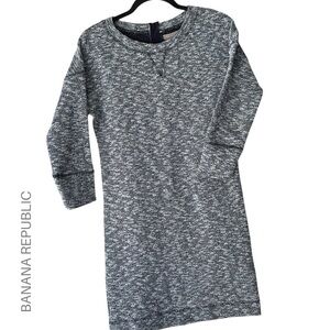 BANANA REPUBLIC | NWOT NAVY BLUE MARLED SWEATER DRESS SWEATSHIRT DETAILS | XS